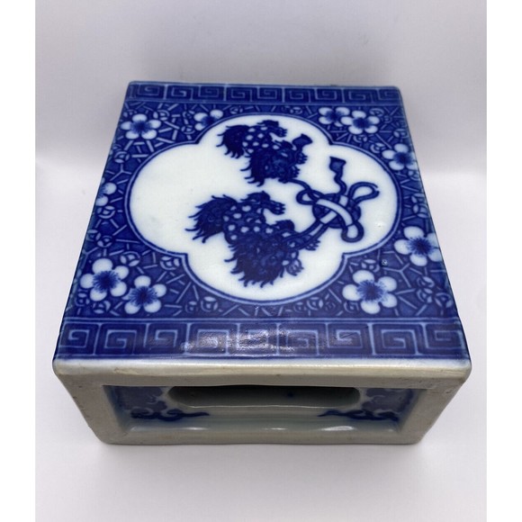 Chinese Blue and White Porcelain Opium Pillow Incense Burner Antique Used - Picture 12 of 16